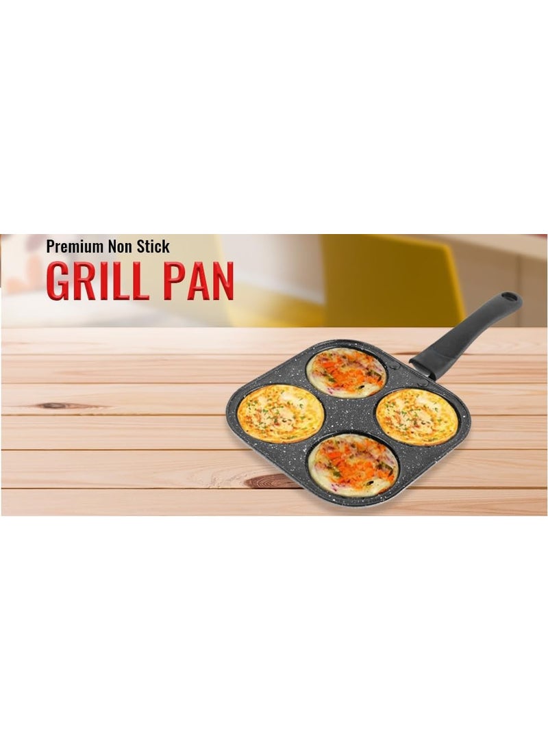 NonStick Aluminum Uttapam Grill Pan 4 Cavity Multi Snack Maker Uttapam Mini Crepe Pancake Maker Multi Color