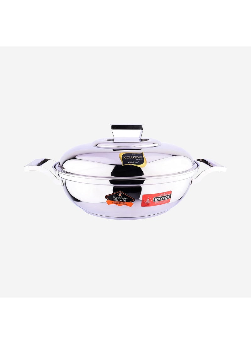 EuroStyle Delight Sandwich Bottom Idli cookware Stainless Steel kadai Idli maker 2 In 1 Highly Performance Idli Plate 7 pitsStainless Steel EUS_Delight_SB_IKD_E