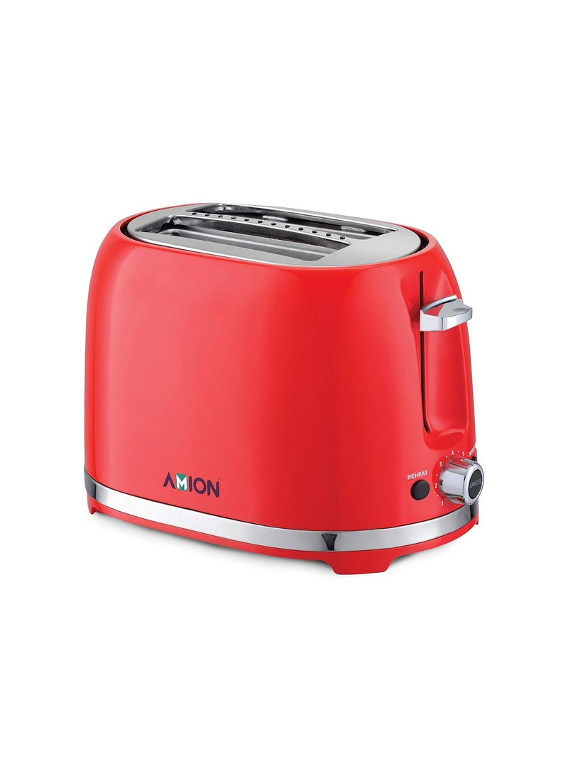 AMION Crusty Bread Toaster 2 Slice Stainless Steel Toaster with Removable Crumb Tray Wide Slot with 6 Browning Levels Reheat Defrost and Cancel Options