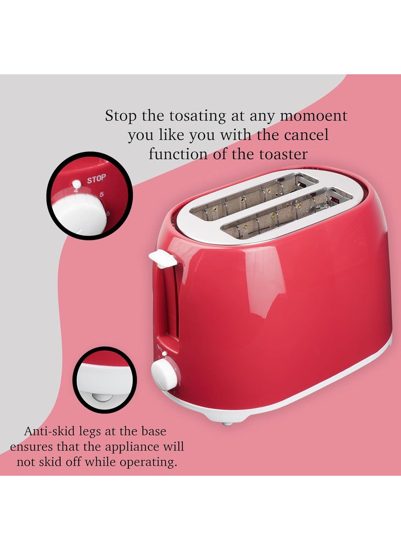 ROYALRY CRISP AUTOMATIC 750 W Pop Up Toaster Red