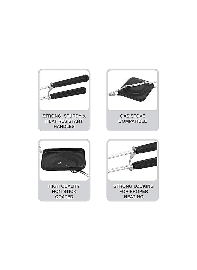 black sparrow NonStick Aluminium Sandwich Gas Toaster Compatibility with Gas Stoves FlameProof Design HeatResistant Handle Sandwich Maker Sandwich Toaster