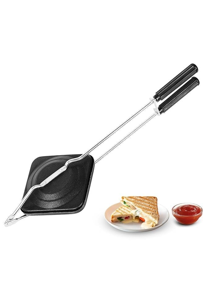 black sparrow NonStick Aluminium Sandwich Gas Toaster Compatibility with Gas Stoves FlameProof Design HeatResistant Handle Sandwich Maker Sandwich Toaster