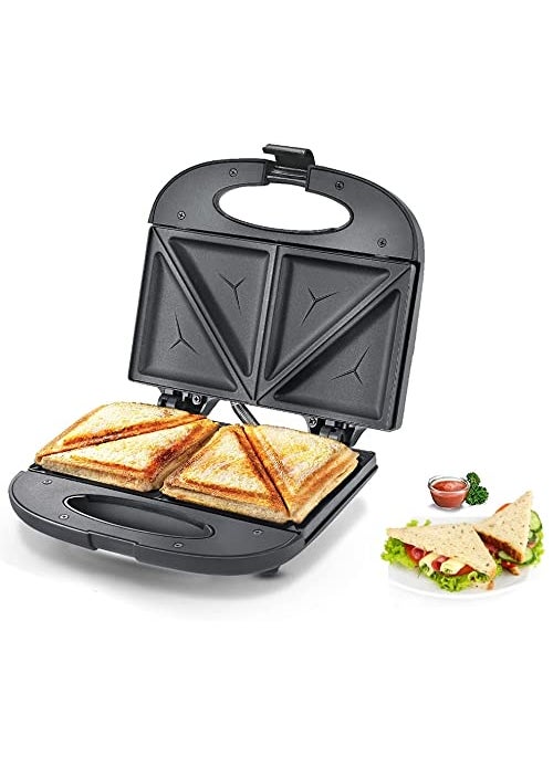 MAHANT CREATIONS Slice Sandwich Toaster with Toast Plates NonStick Coated Plates Upright Compact Storage Buckle Clip Handle