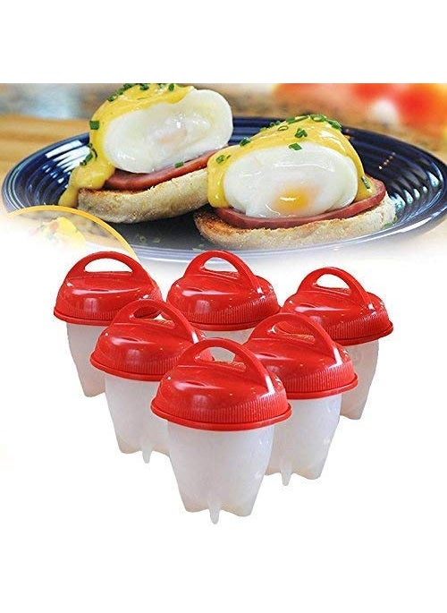 NY Enterprise Silicone Egg Cooker Without Shell Easy Eggs Non Stick Silicone Boiled Steamer Eggies Maker Egg Cooker BPA Free NonStick Eggs Poacher 6 Pack