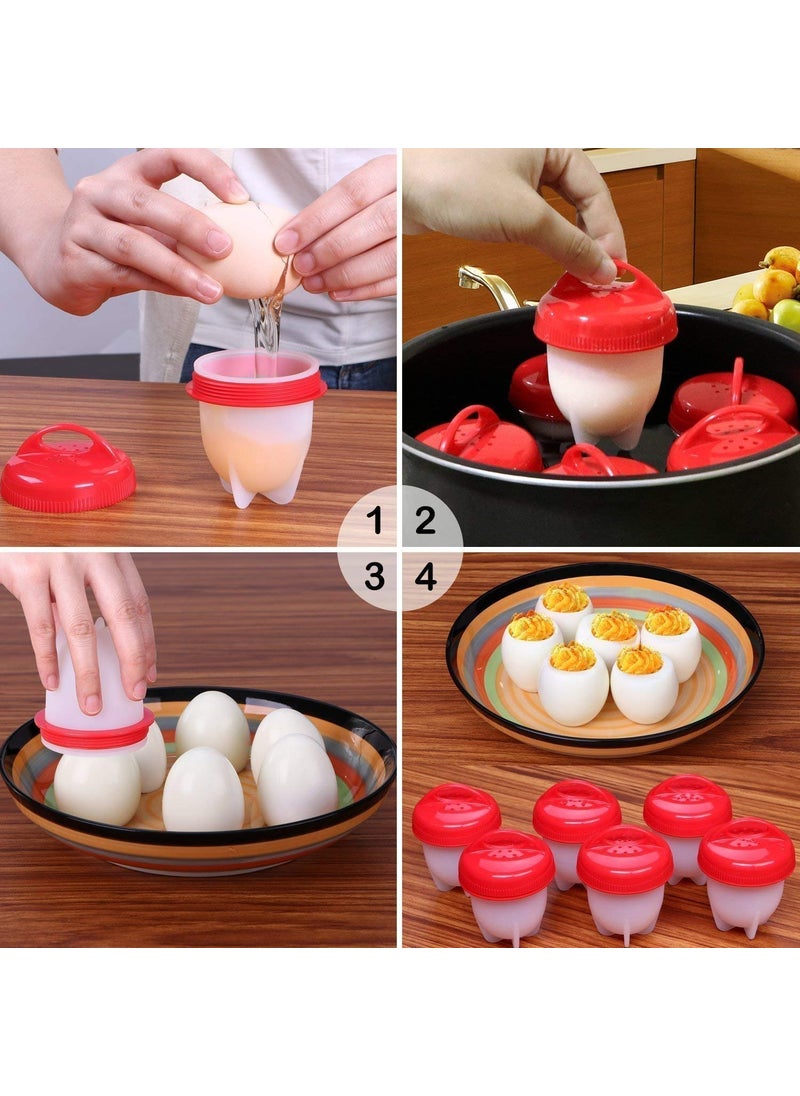 NY Enterprise Silicone Egg Cooker Without Shell Easy Eggs Non Stick Silicone Boiled Steamer Eggies Maker Egg Cooker BPA Free NonStick Eggs Poacher 6 Pack