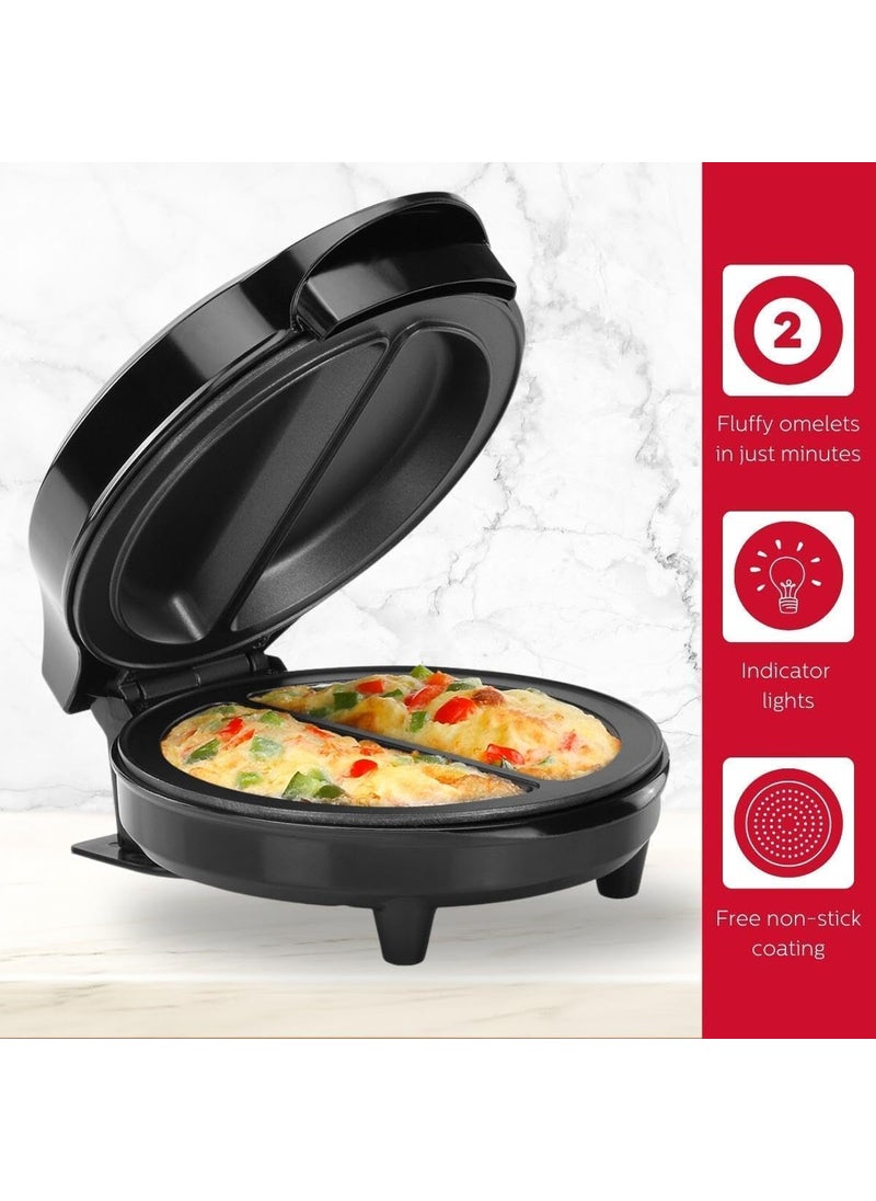 NEXXON Electric Omelette Maker NonStick Automatic Omelet Maker Dual Section Egg Cooker Machine for Quick Easy Breakfast Compact Portable Kitchen Appliance Best Omelette Maker