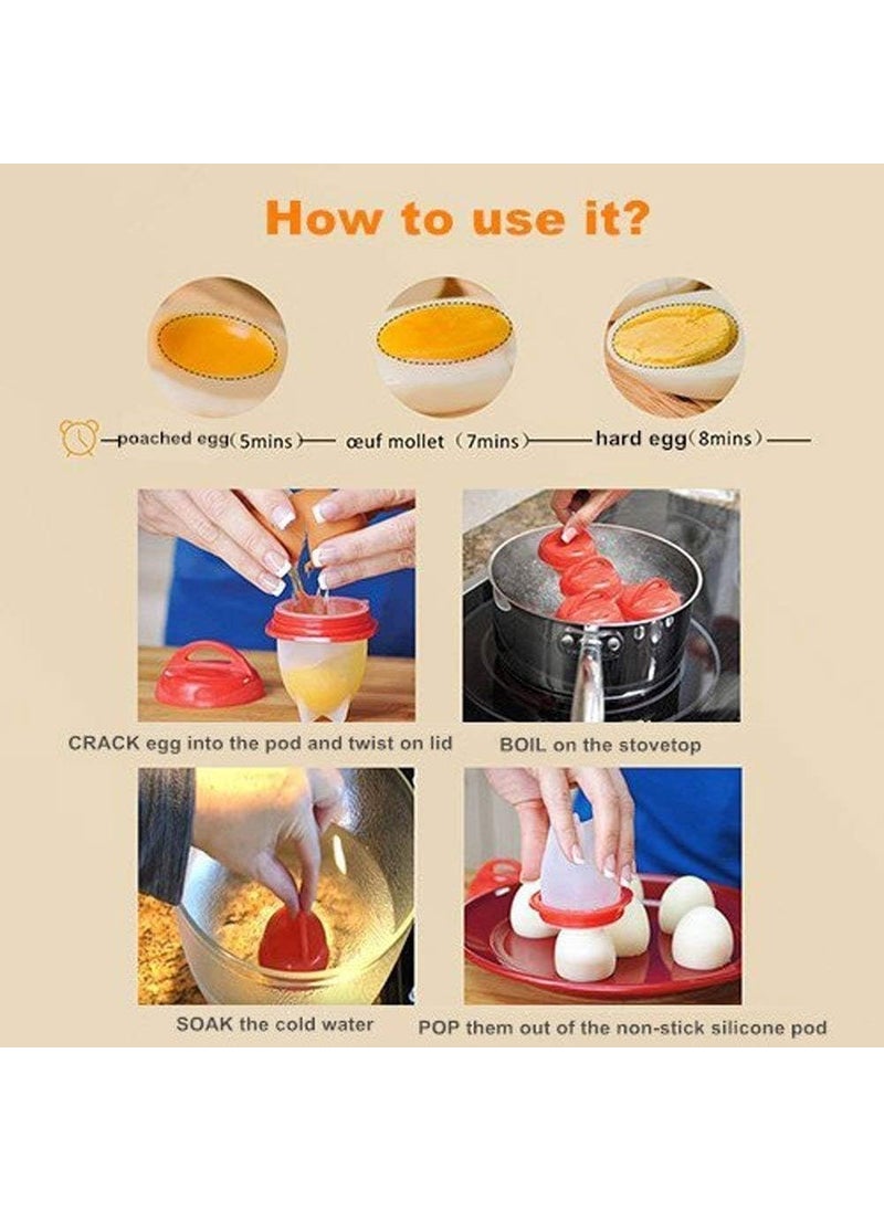 Revernest Egg Maker Mold Silicon Egg Boil Cup Hard Boiled Egg Cooker Without Egg Shell Silicone Egg Boil Poachers