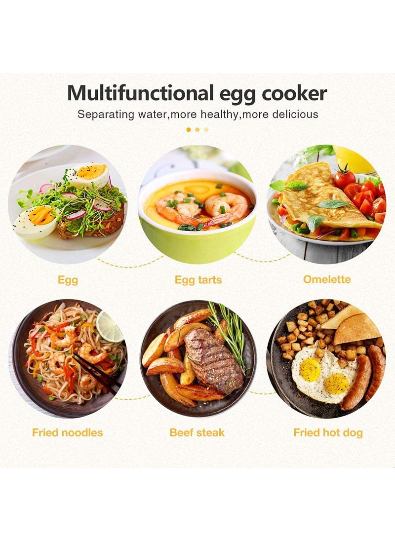 CARTIFY DoubleLayer NonStick Pan Egg Steaming Machine Mini Electric Skillet Frying Pot and Frying Pan with Firmness Marked Measuring Cup Multicolor
