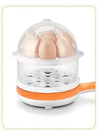 CARTIFY DoubleLayer NonStick Pan Egg Steaming Machine Mini Electric Skillet Frying Pot and Frying Pan with Firmness Marked Measuring Cup Multicolor