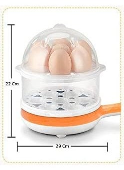 CARTIFY DoubleLayer NonStick Pan Egg Steaming Machine Mini Electric Skillet Frying Pot and Frying Pan with Firmness Marked Measuring Cup Multicolor