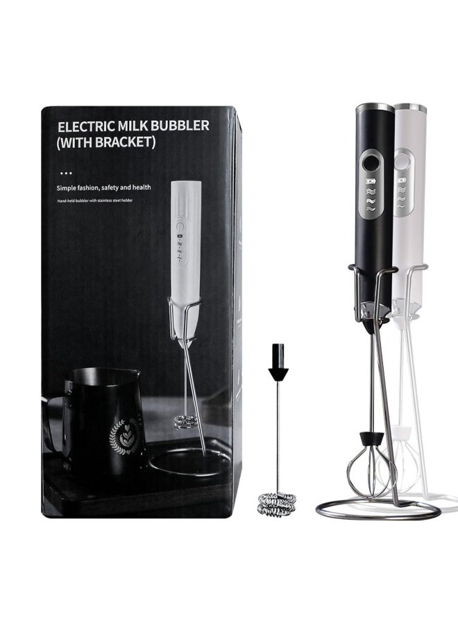 USB Rechargeable Electric Foam Maker, Milk Frother Handheld with 2 Heads, Suitable for Latte, Cappuccino, Hot Chocolate, Egg (White)