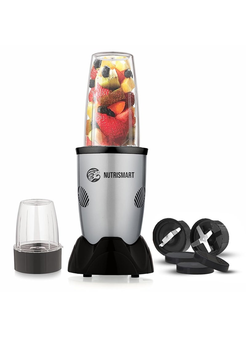 Nutri Smart Multifunction NutriBlender 2 Polycarbonate Jars 500 Watts Powerful Copper Motor 2 Stainless Steel Blade Mixing Grinding Smoothies Juicer Maker Silver