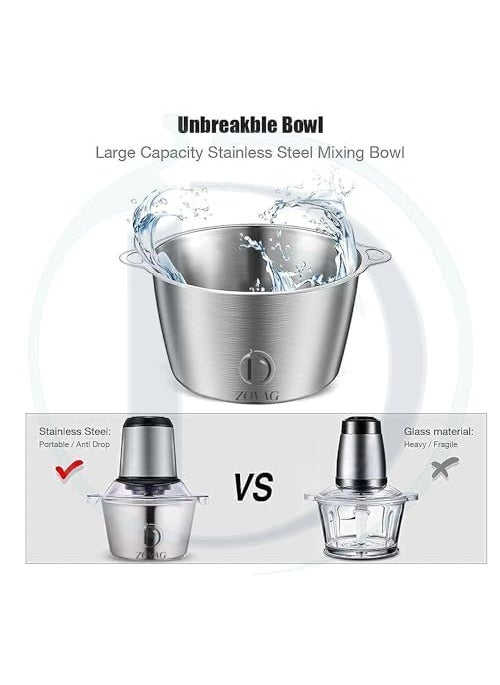 Food ChopperBy DZOVAG Food Processor Mini Electric 2L 350W Meat Grinder with 4 BiLevel Blades Stainless Steel Mincer for Kitchen Vegetable Onion Garlic Salad Baby Food Fruit Nuts