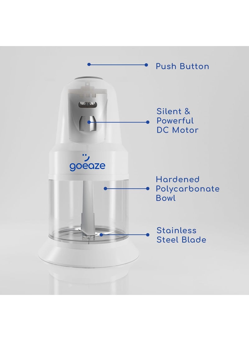 GoEaze Electric Mini Food Processors Choppers 400W Powerful DC Motor Silent Operation Precision Blades Spacious Container Easy Cleaning White