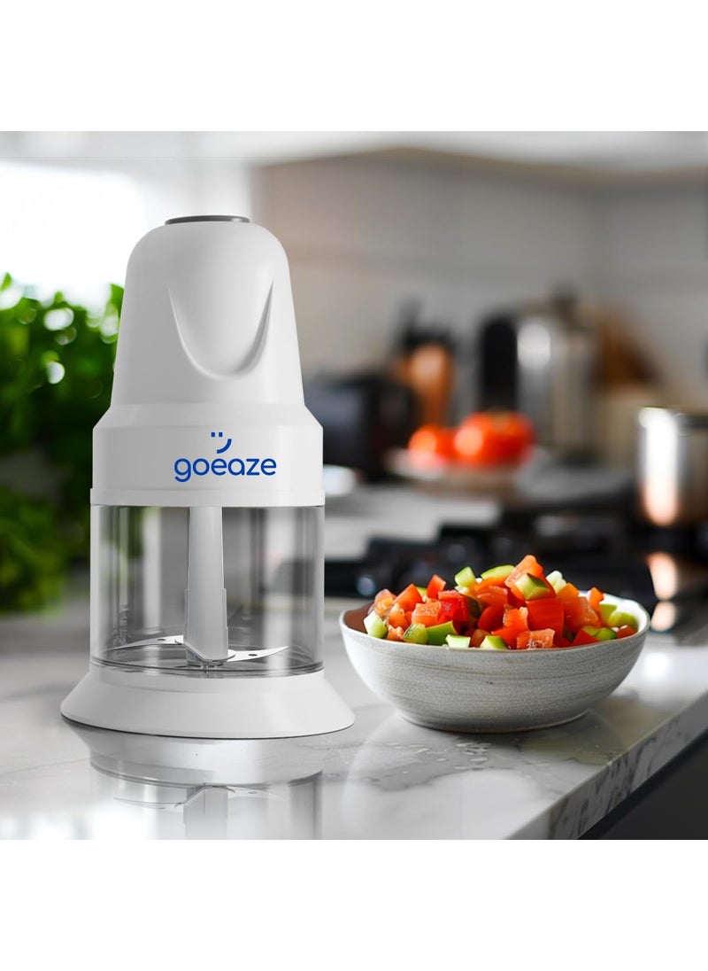 GoEaze Electric Mini Food Processors Choppers 400W Powerful DC Motor Silent Operation Precision Blades Spacious Container Easy Cleaning White