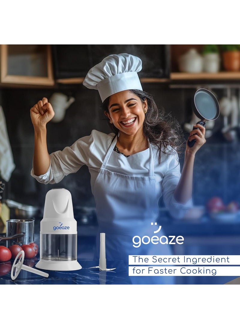 GoEaze Electric Mini Food Processors Choppers 400W Powerful DC Motor Silent Operation Precision Blades Spacious Container Easy Cleaning White