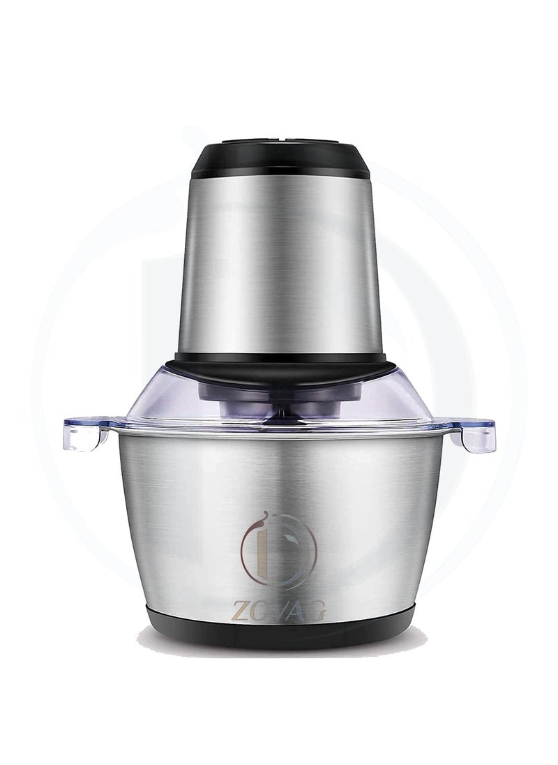 Food Chopper by D ZOVAG Food Processor Mini Electric with Grip 2L350W Meat Grinder with 4 BiLevel Blades Stainless Steel Mincer for Kitchen Vegetable Onion Garlic Salad Baby Food Fruit Nuts