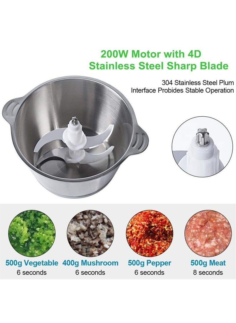 DZOVAGS Food Chopper 2L Stainless Steel Electric Meat Grinders Food Processor with 4 Sharp Blades for Baby Food Meat Nuts Onion Vegetables Green DGddfc