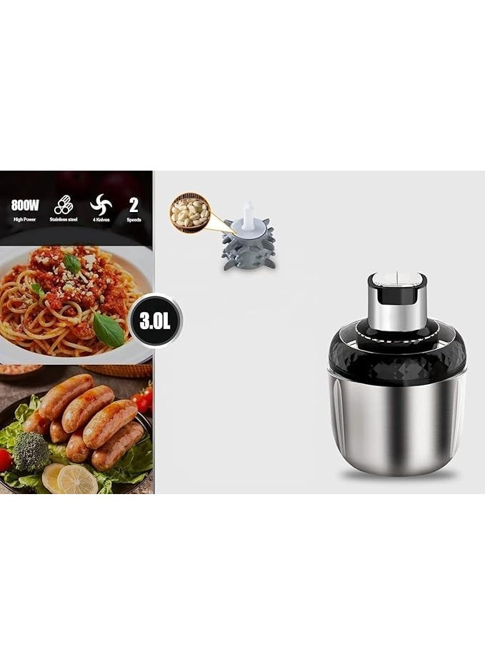NIVKEZ Electric Food Processor Meat Grinder with Garlic Peeler Vegetable Fruit Chopper 4 BiLevel Blades for Chopping Grinding Mincing 2 Speed Kitchen Cutter for VegetableNuts Baby Food