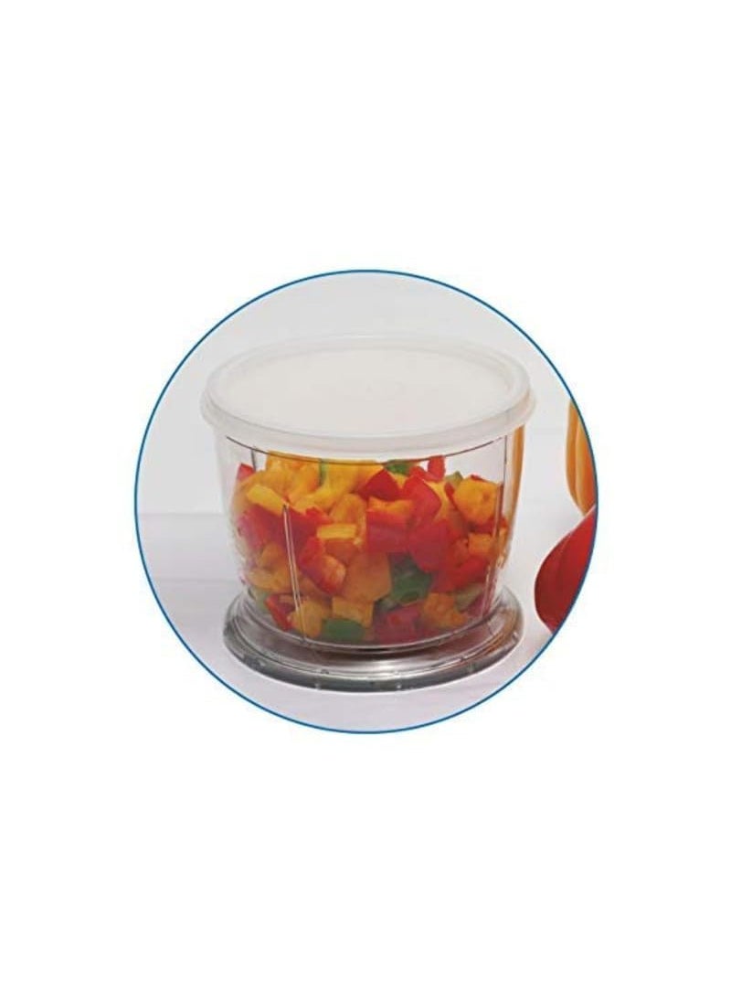Elevea A 300W electric vegetable chopper with two attachments mixer blender singletouch operation continuous oneminute operation and a powerful motor