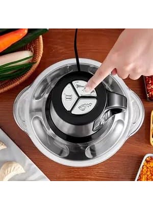 AMDROZ Electric Food ProcessorStainless Steel Food GrinderMeat Grinder Electric2L Three Levels Braking Function Easy Cleaning Stainless Steel Meat Chopper Meat Grinder