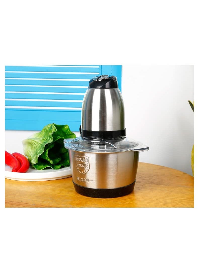 AMDROZ Electric Food ProcessorStainless Steel Food GrinderMeat Grinder Electric2L Three Levels Braking Function Easy Cleaning Stainless Steel Meat Chopper Meat Grinder