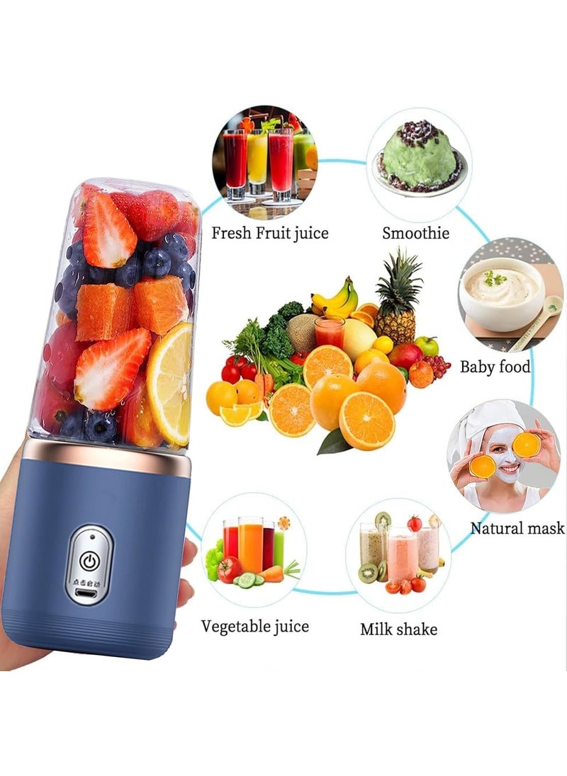 BLIXAR Portable Blender Personal Blender USB Rchargeable Mini Blender for Shakes and Smoothies 400ML Portable Fruit Veggie Juicer Cup With 6 Blades