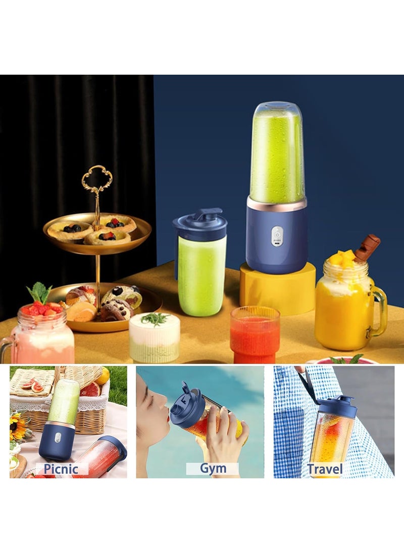 BLIXAR Portable Blender Personal Blender USB Rchargeable Mini Blender for Shakes and Smoothies 400ML Portable Fruit Veggie Juicer Cup With 6 Blades