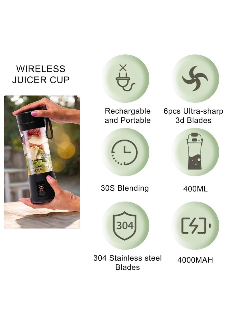Home Haven Electric Juicer 6 Blade Rechargable Portable USB Bottle Blender Shaker Mixer Grinder for Smothies and Juices For Juices Smoothies Cold Coffee 380ml Multicolor