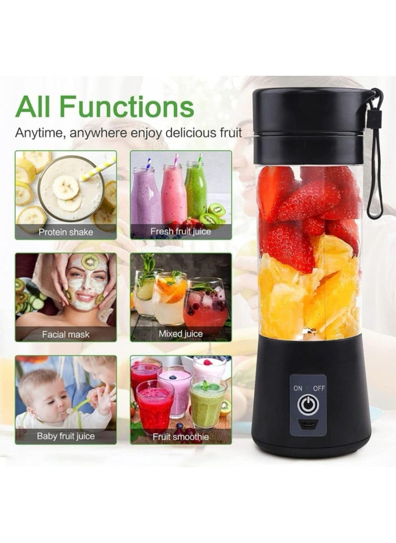 Home Haven Electric Juicer 6 Blade Rechargable Portable USB Bottle Blender Shaker Mixer Grinder for Smothies and Juices For Juices Smoothies Cold Coffee 380ml Multicolor