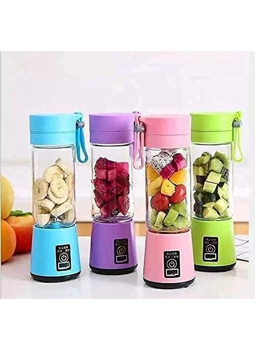 Home Haven Electric Juicer 6 Blade Rechargable Portable USB Bottle Blender Shaker Mixer Grinder for Smothies and Juices For Juices Smoothies Cold Coffee 380ml Multicolor
