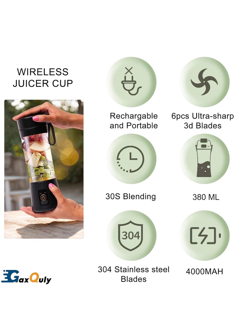 DISH DWELL 6 Blade Usb Juicer BottlePortable Usb Juicer Machine Electric Usb Juice Maker Mixer Bottle Blender Grinder Mixer6 Blades Rechargeable Bottle Shake Fruit Vegetable Juicer Mixer 1PC
