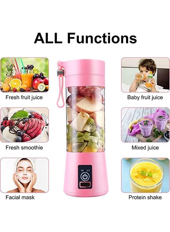 DISH DWELL 6 Blade Usb Juicer BottlePortable Usb Juicer Machine Electric Usb Juice Maker Mixer Bottle Blender Grinder Mixer6 Blades Rechargeable Bottle Shake Fruit Vegetable Juicer Mixer 1PC