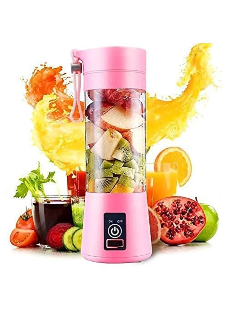 HBD USB Rechargeable 6Blade Portable Blender 380ml Personal Juicer Smoothie Maker for Shakes Juices and More Travel Juicer Mixer for All Fruits Multicolor 1 Pc