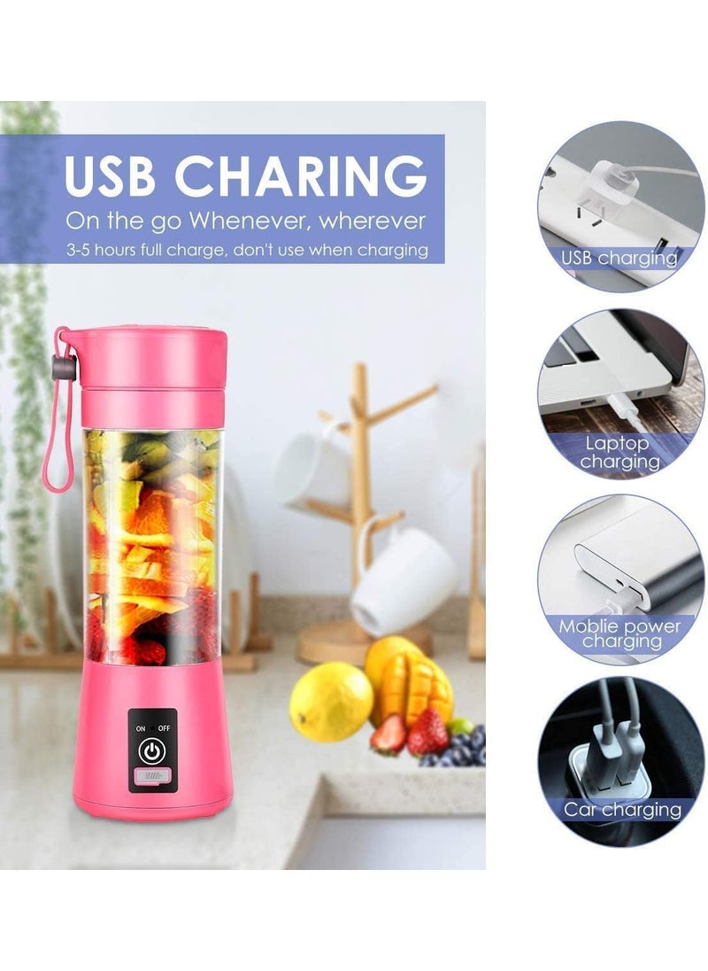 HBD USB Rechargeable 6Blade Portable Blender 380ml Personal Juicer Smoothie Maker for Shakes Juices and More Travel Juicer Mixer for All Fruits Multicolor 1 Pc