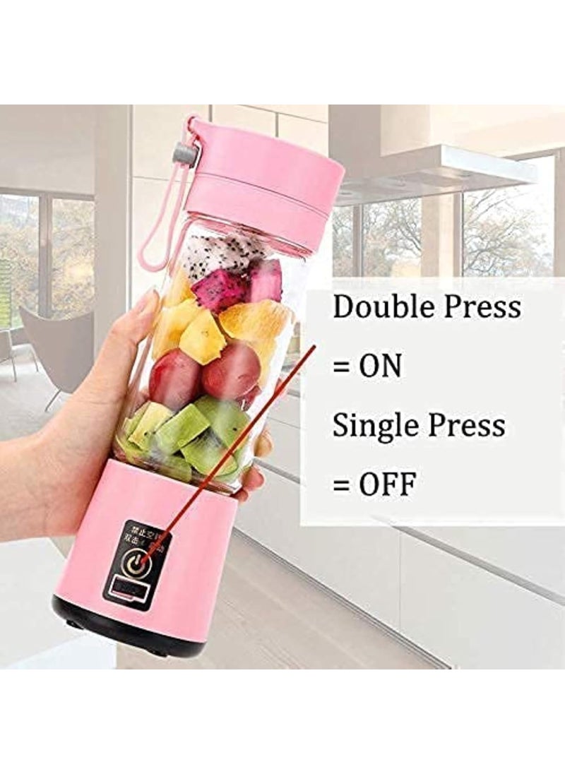 HBD USB Rechargeable 6Blade Portable Blender 380ml Personal Juicer Smoothie Maker for Shakes Juices and More Travel Juicer Mixer for All Fruits Multicolor 1 Pc