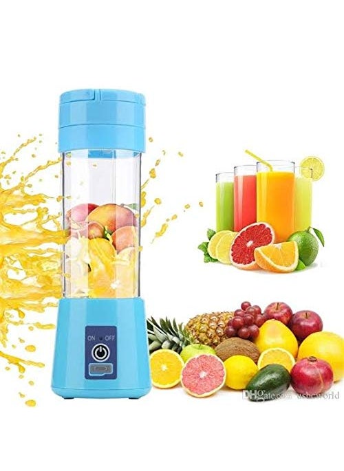 SEAHAVEN 4 Blades Portable USB Electric Blender Juicer Cup Plastic Fruit Juicer Grinder 380ml Juice Blender Fruit Juicer Bottle Multicolour