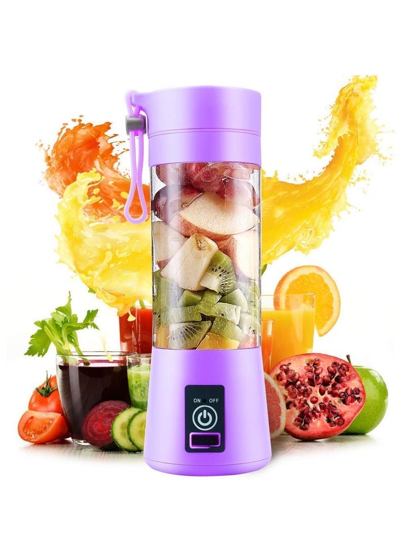 Everease Portable Blender CupElectric Usb Juicer BlenderMini Blender Portable Blender For Shakes And Smoothies JuiceSix Blades For Great Mixing Blending Purple