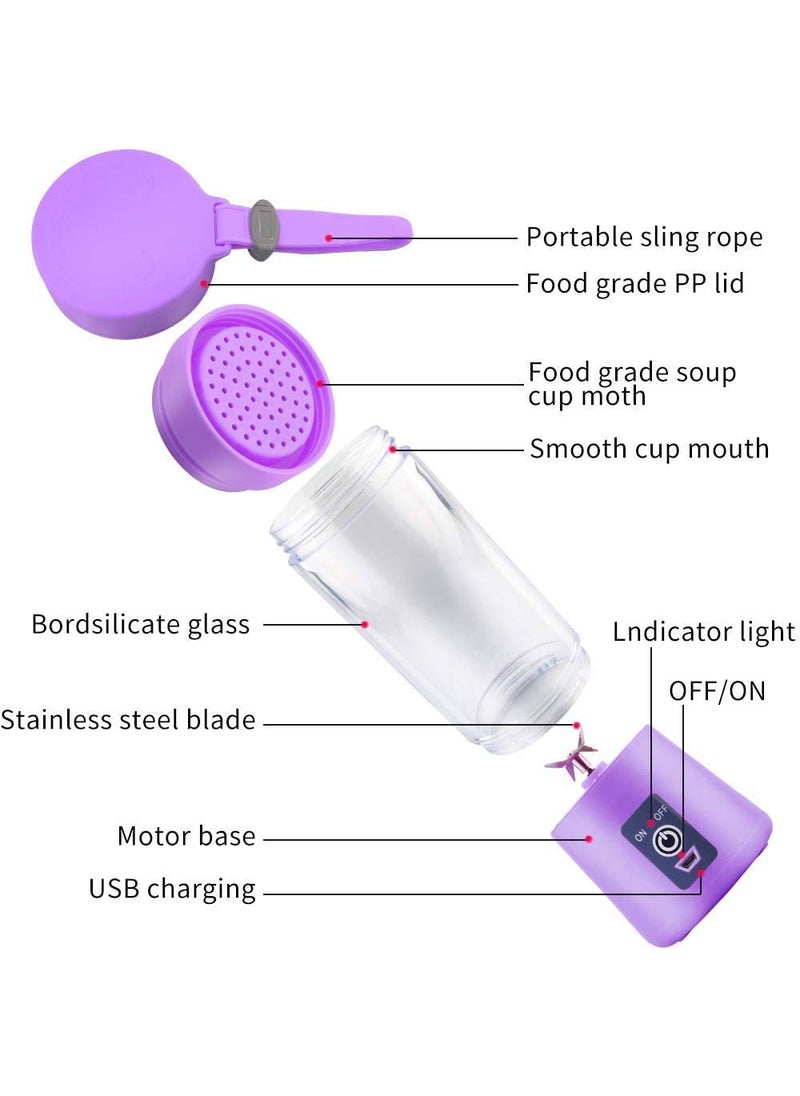 PIPALIYA Portable Electric USB Juice Maker Juicer Blender BottleGrinder Mixer6 Blades Rechargeable Bottle Multi Color