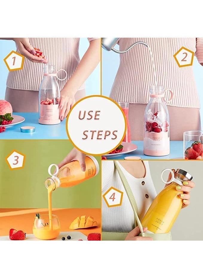 HBD Rechargeable Portable Electric Mini USB Juicer Bottle Blender for Making Juice Travel Juicer Mixer for All Fruits Hand Juicer Machine Multicolor 1 Pc