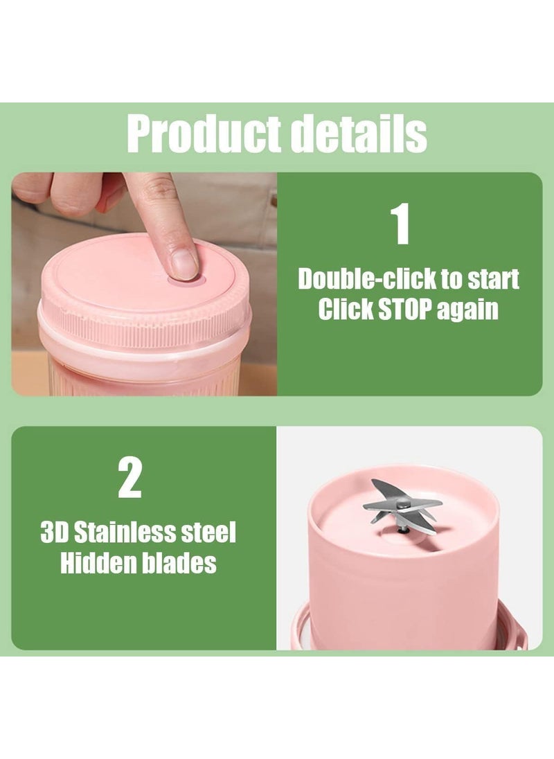 Portable Blender USB Rechargeable Mini Juicer Blender Electric Juicer Bottle Blender Grinder Mixer Blender for Juices Shakes and Smoothies Fruit Juicer Machine 420 ML Multicolour