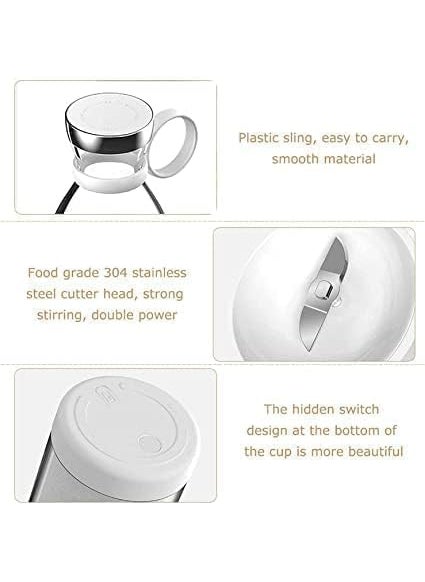 Portable Blender USB Rechargeable Mini Juicer Blender Electric Juicer Bottle Blender Grinder Mixer Blender for Juices Shakes and Smoothies Fruit Juicer Machine 420 ML Multicolour