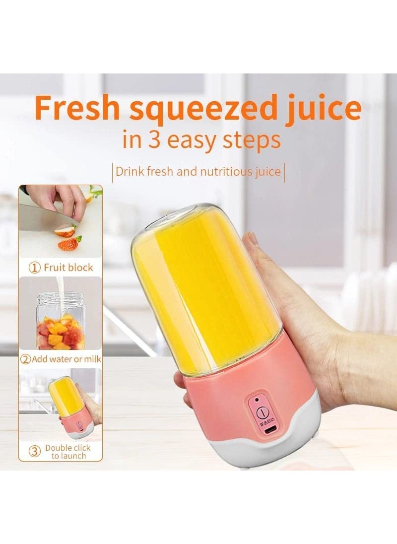 HBD Portable Blender USB Rechargeable Mini Juicer Blender Electric Juicer Bottle Blender Grinder Mixer Personal Size Blender for Juices Shakes and Smoothies Fruit Juicer Machine 350 ML