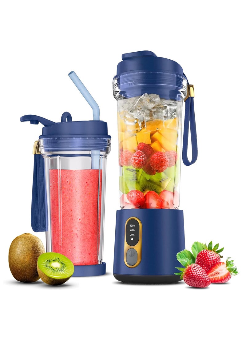 HOMEBASIC R100 Portable Blender Juicer for Kitchen Smoothies Juices Shakes Crushing Ice Baby Food 18000 RPM 300W Motor 4000mAh Battery 500ML BPAFree Food Grade Jar Sharp SS Blades Luxury Blue