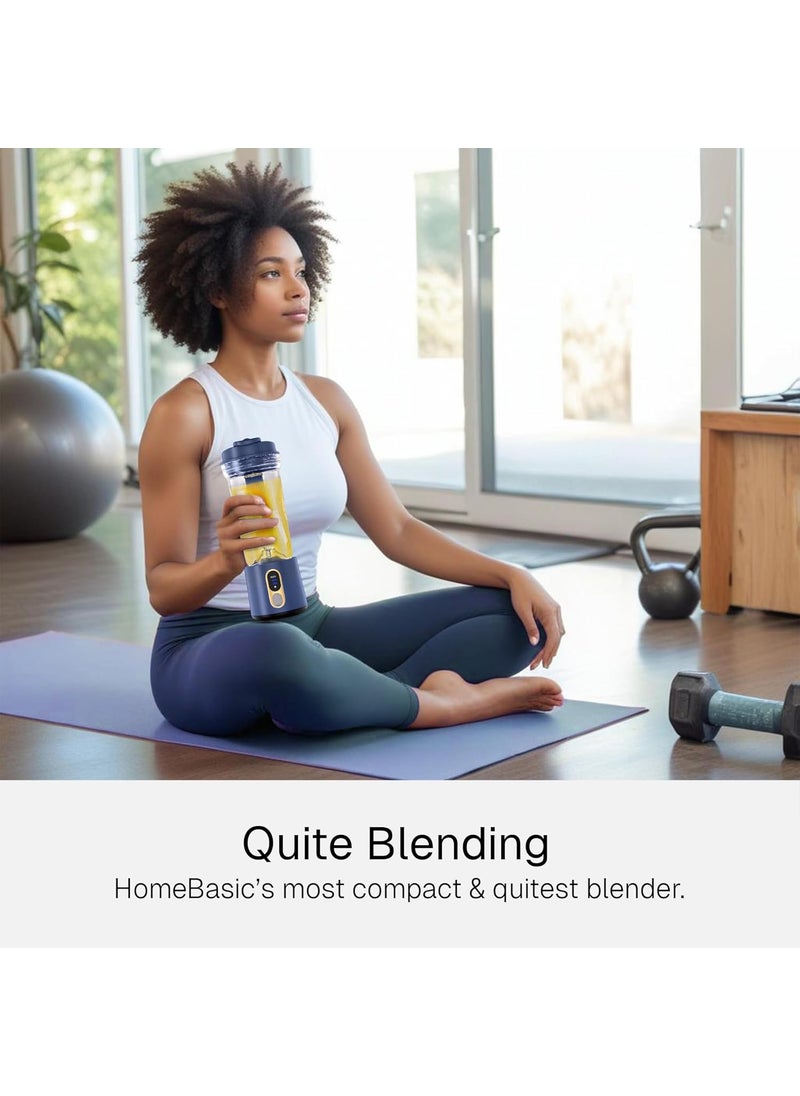 HOMEBASIC R100 Portable Blender Juicer for Kitchen Smoothies Juices Shakes Crushing Ice Baby Food 18000 RPM 300W Motor 4000mAh Battery 500ML BPAFree Food Grade Jar Sharp SS Blades Luxury Blue