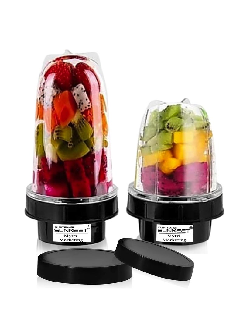 SilentPowerSunmeet Bullet Jar for Mixer Grinder Set of 2 530 ML 350 ML Mixer Juicer Jar MA21 Black Pack of 2