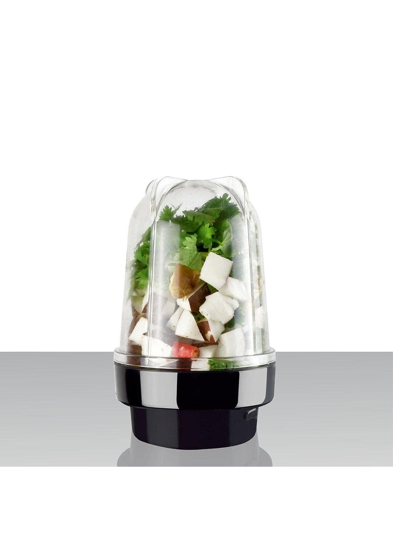 Rotomix Delight ABS Transparent Plastic Bullet Jar for Mixer Grinder Set of 2 530 ML 350 ML Black