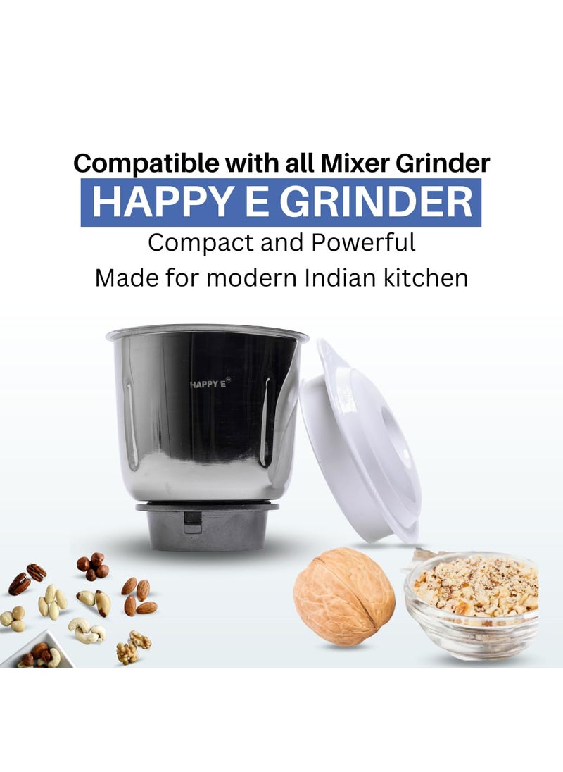 HAPPY E 1000ML Stainless Steel Grinder for MG Mixer Grinder Stainless Steel Mixi Jar Aluminum Base