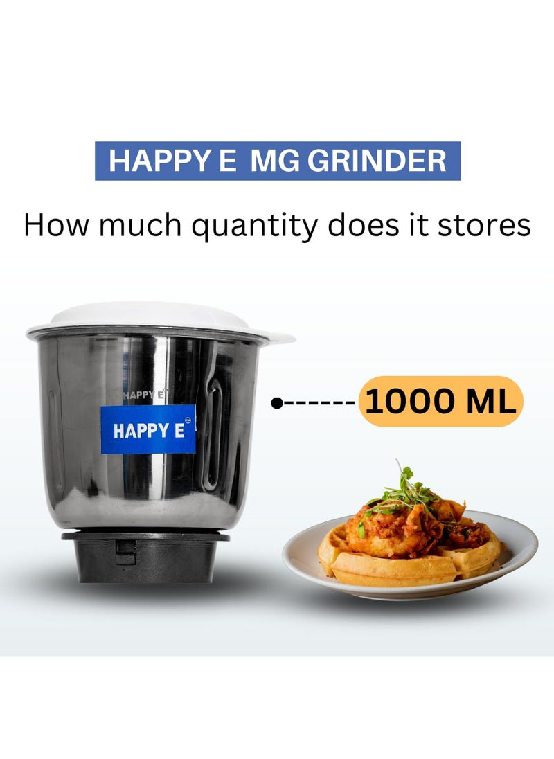 HAPPY E 1000ML Stainless Steel Grinder for MG Mixer Grinder Stainless Steel Mixi Jar Aluminum Base