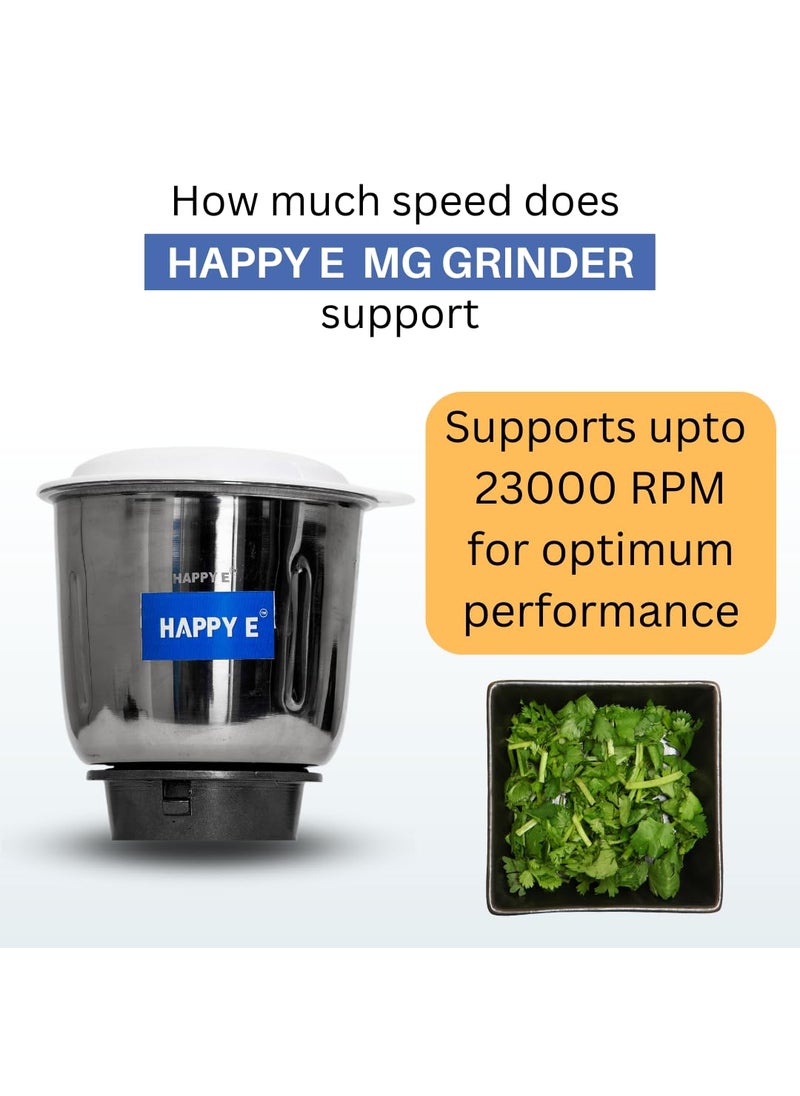 HAPPY E 1000ML Stainless Steel Grinder for MG Mixer Grinder Stainless Steel Mixi Jar Aluminum Base